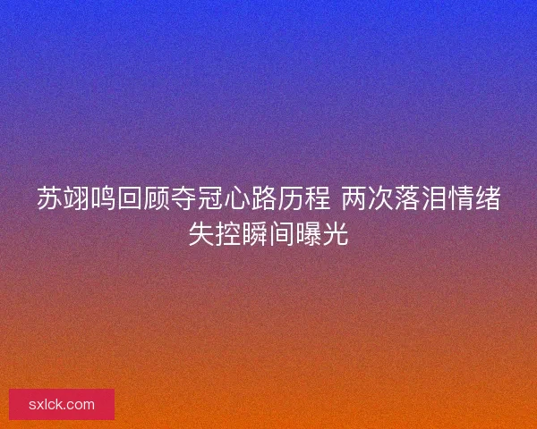 苏翊鸣回顾夺冠心路历程 两次落泪情绪失控瞬间曝光