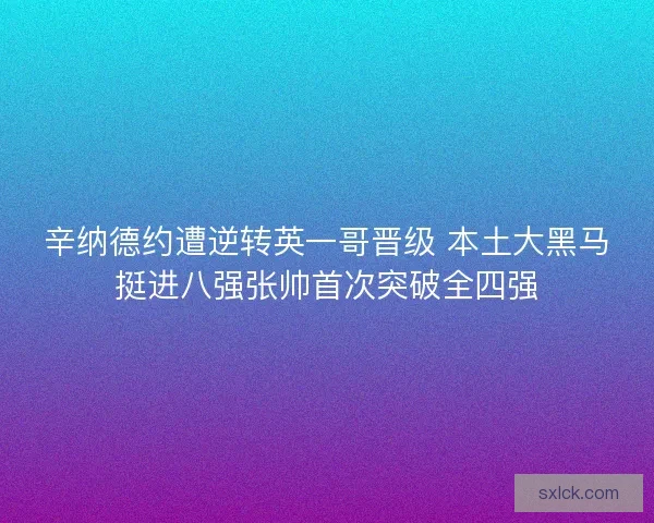 辛纳德约遭逆转英一哥晋级 本土大黑马挺进八强张帅首次突破全四强